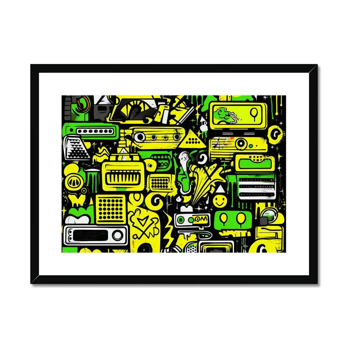 Graffiti Green and Yellow Abstract: A Dive into Vibrant Urban Art Framed & Mounted Print by Prodigi