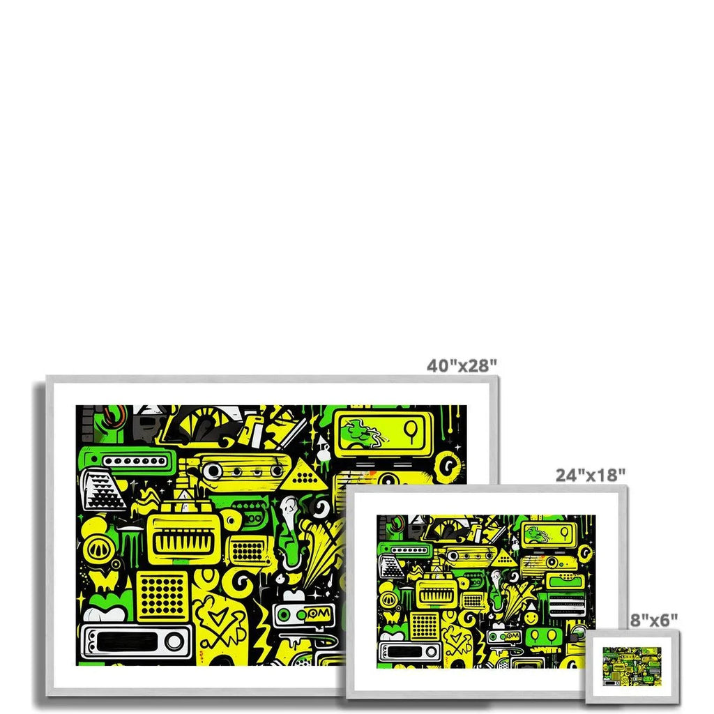 Graffiti Green and Yellow Abstract: A Dive into Vibrant Urban Art Antique Framed & Mounted Print - D'Sare 