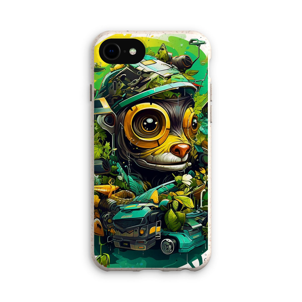 Nature's Resilience: Surreal Auto-Forest Artwork - Whimsical Raccoon and Greenery Infused Car  Eco Phone Case