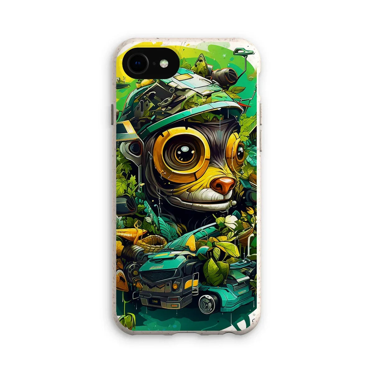 Nature's Resilience: Surreal Auto-Forest Artwork - Whimsical Raccoon and Greenery Infused Car  Eco Phone Case - D'Sare