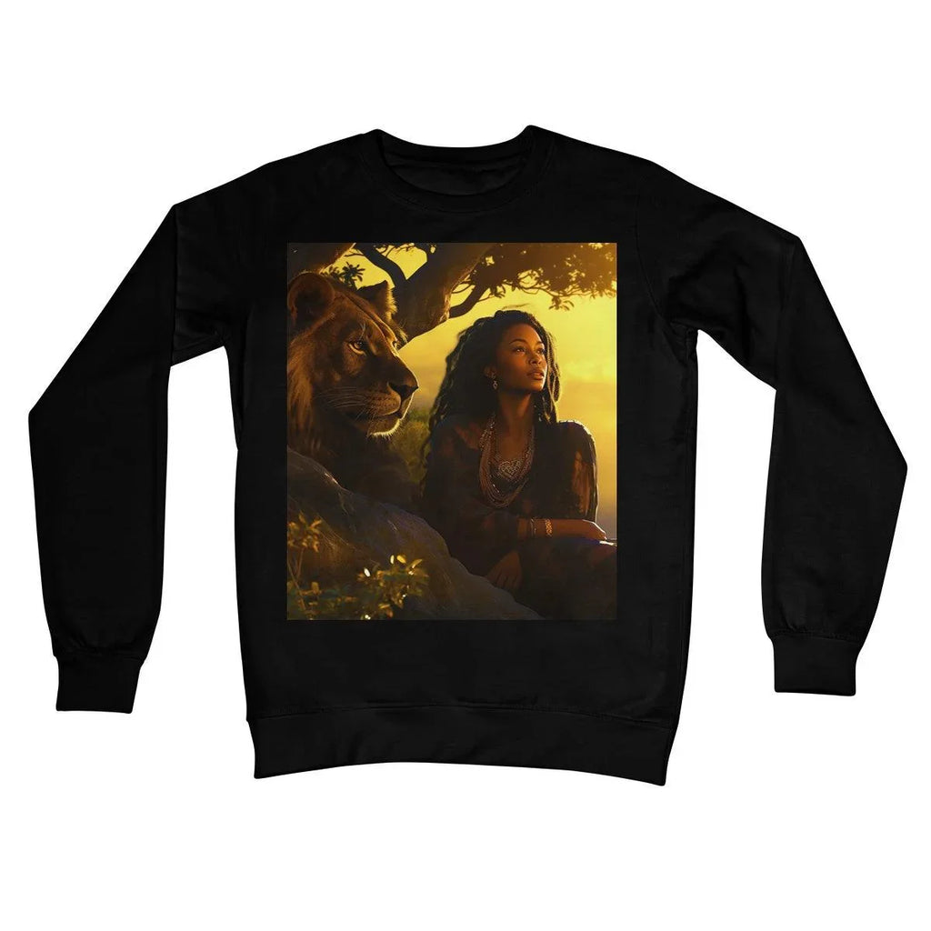 Empress Divine: The Black Feminine & Lion of Judah Legacy Crew Neck Sweatshirt - D'Sare 