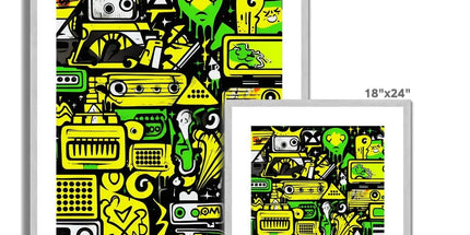 Graffiti Green and Yellow Abstract: A Dive into Vibrant Urban Art Antique Framed & Mounted Print by Prodigi