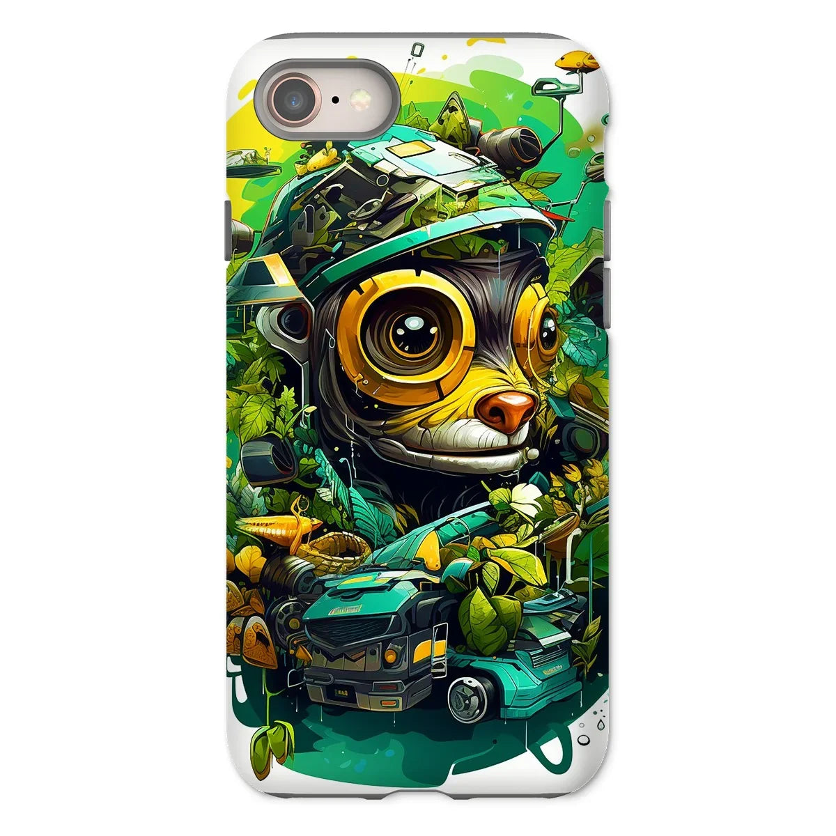 Nature's Resilience: Surreal Auto-Forest Artwork - Whimsical Raccoon and Greenery Infused Car  Tough Phone Case - D'Sare