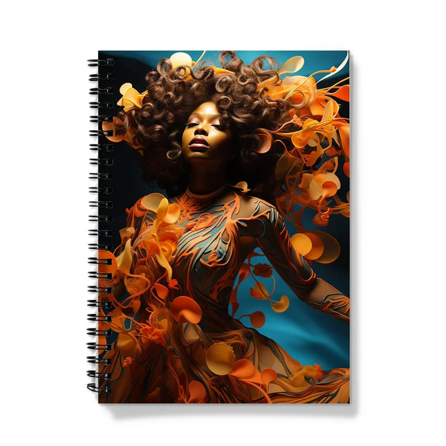 Orange Flower Goddess Blue Notebook by Prodigi