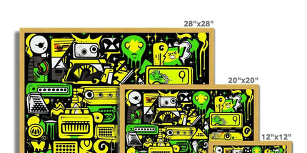 Graffiti Green and Yellow Abstract: A Dive into Vibrant Urban Art Antique Framed Print by Prodigi