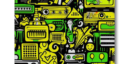 Graffiti Green and Yellow Abstract: A Dive into Vibrant Urban Art Eco Canvas by Prodigi