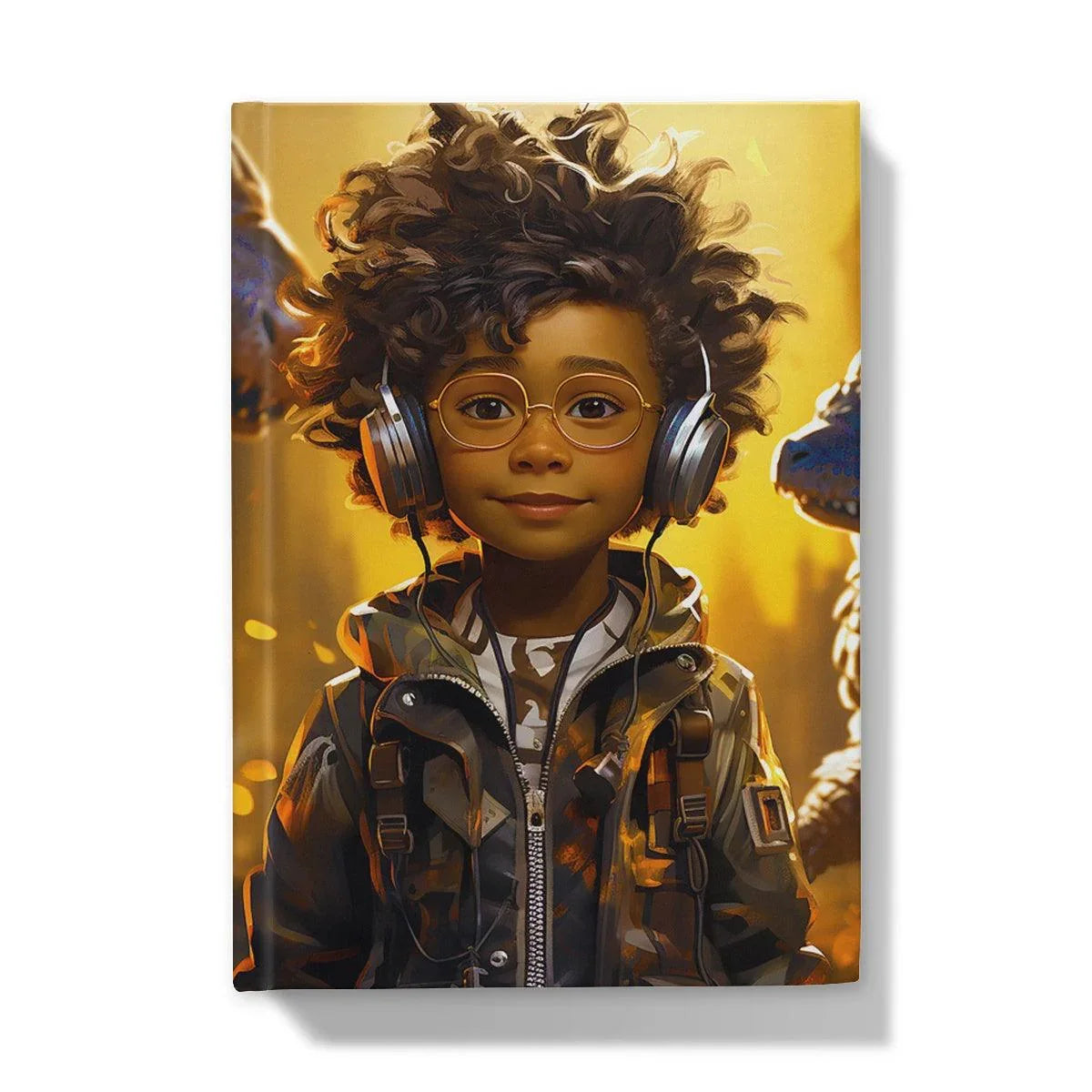 Little Boy Dino Dream Earphone: MelanatedMe Adventures by D'Sare Hardback Journal - D'Sare 