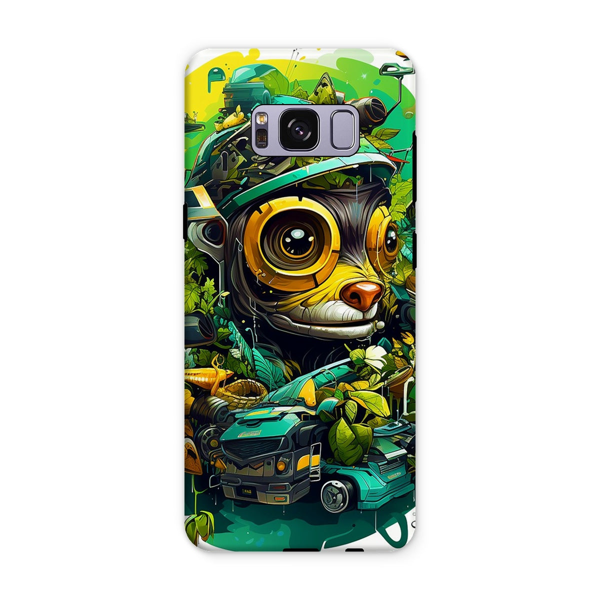 Nature's Resilience: Surreal Auto-Forest Artwork - Whimsical Raccoon and Greenery Infused Car  Tough Phone Case