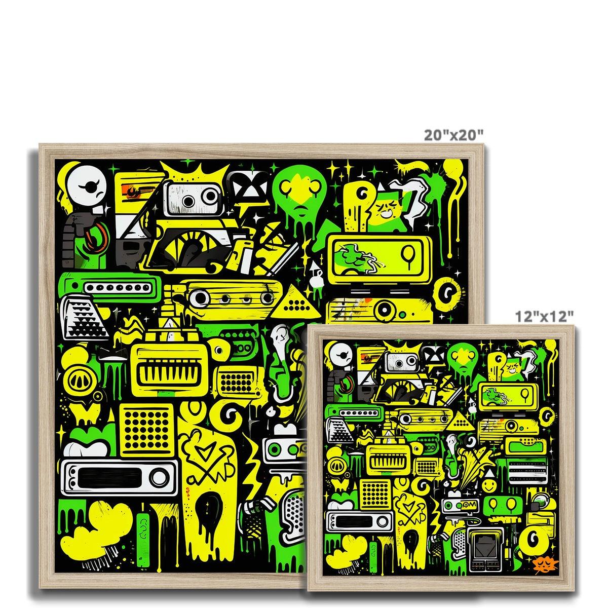 Graffiti Green and Yellow Abstract: A Dive into Vibrant Urban Art Budget Framed Poster - D'Sare 