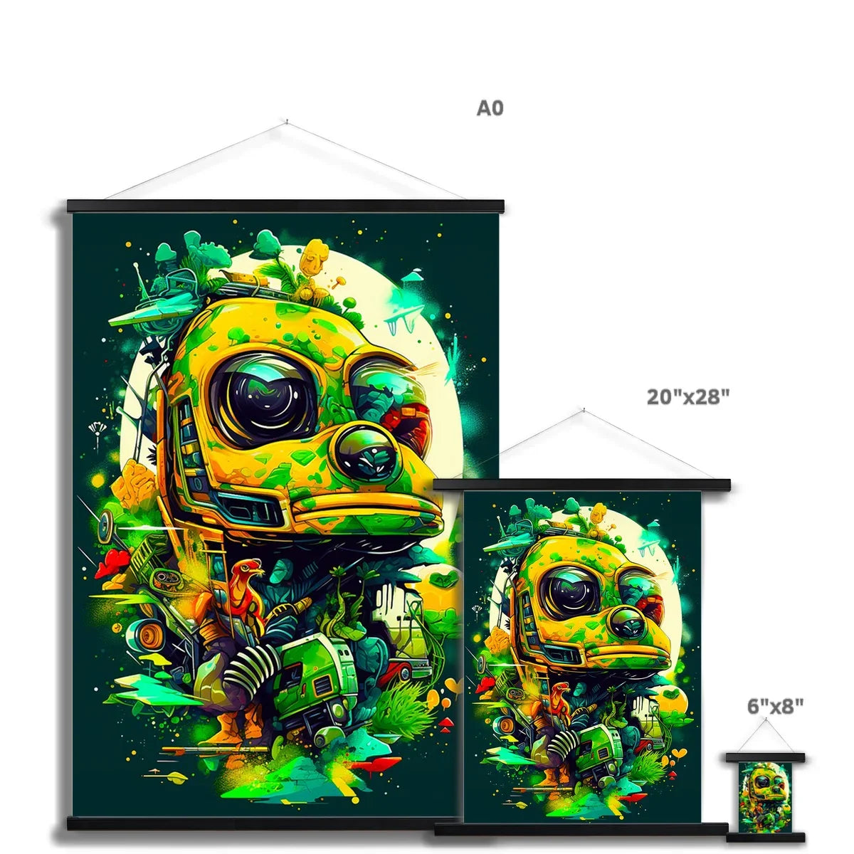 Mechanical Muse: Vibrant Graffiti Odyssey in Surreal Auto Wonderland Fine Art Print with Hanger - D'Sare