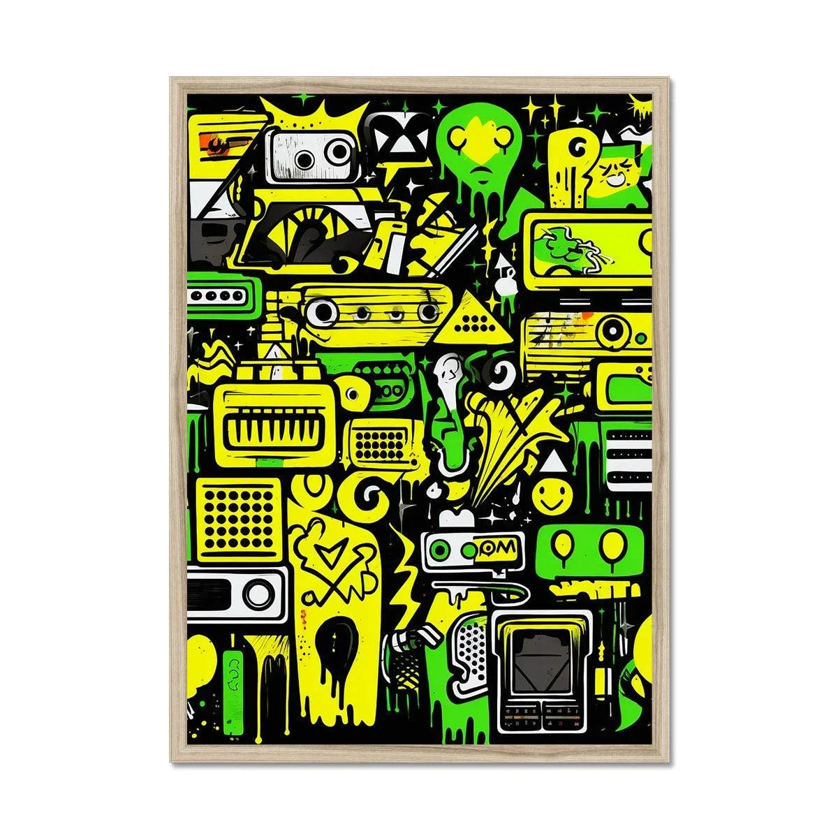 Graffiti Green and Yellow Abstract: A Dive into Vibrant Urban Art Framed Print - D'Sare 