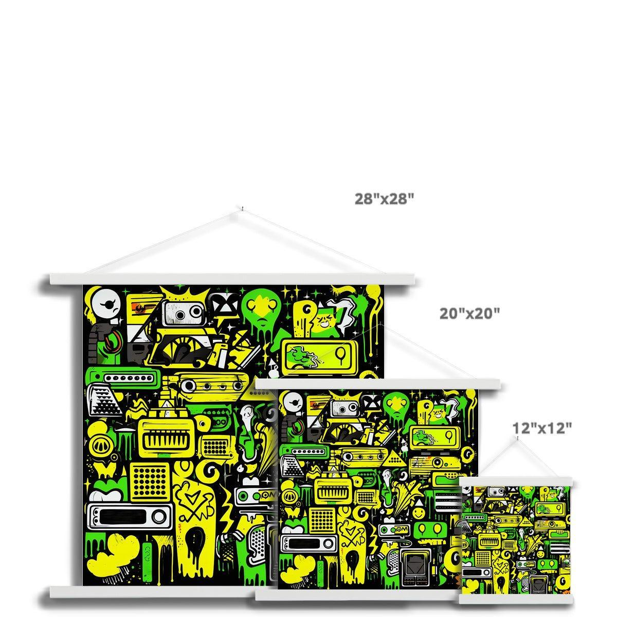 Graffiti Green and Yellow Abstract: A Dive into Vibrant Urban Art Fine Art Print with Hanger - D'Sare 