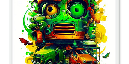 Graffiti Odyssey Surreal Urban Jungle Car Junk Yard Framed Photo Tile by D'Sare