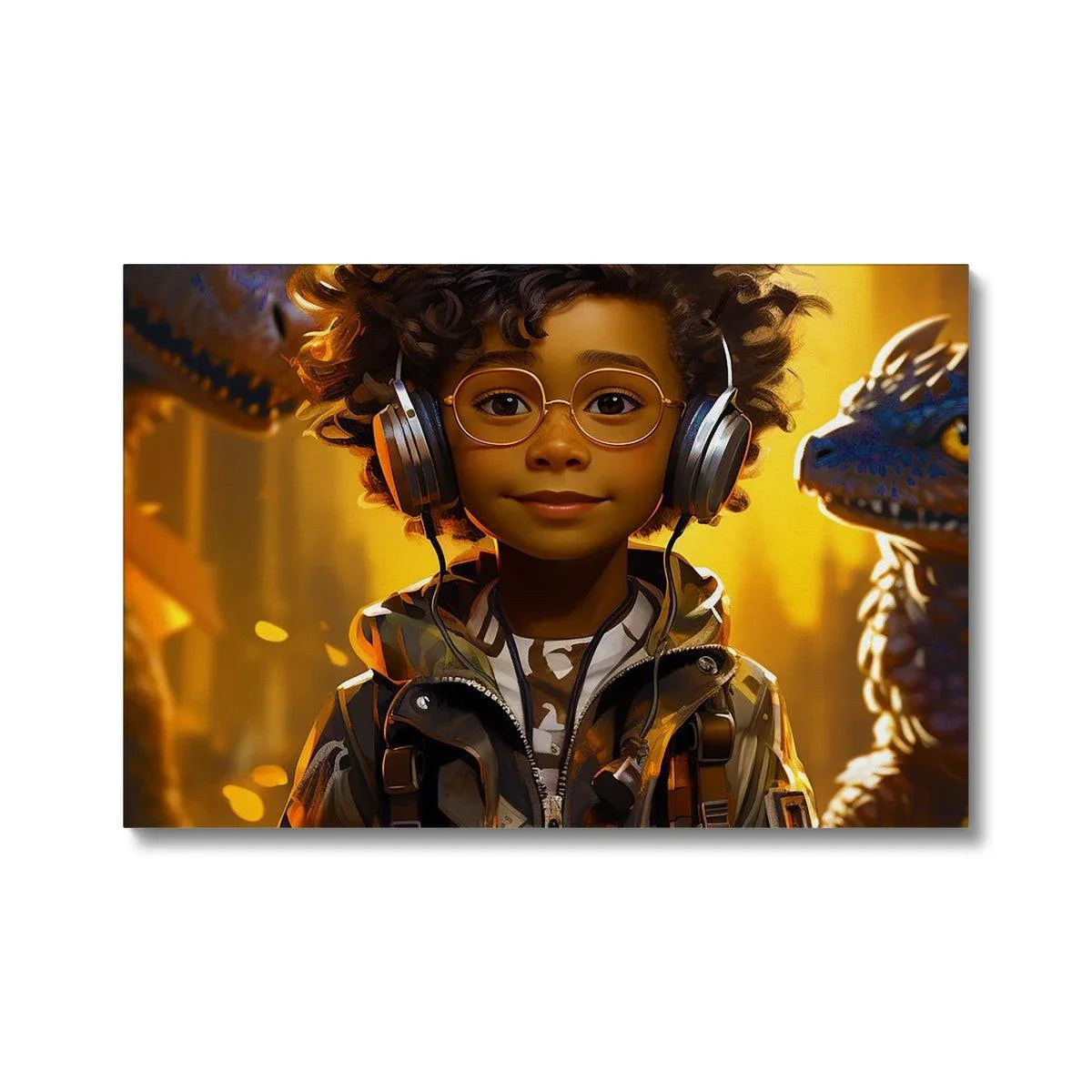 Little Boy Dino Dream Earphone: MelanatedMe Adventures by D'Sare Eco Canvas - D'Sare 