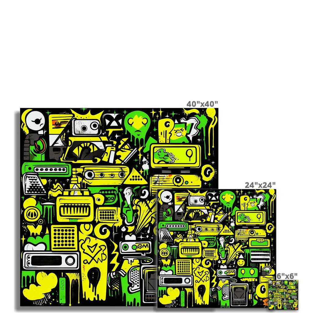 Graffiti Green and Yellow Abstract: A Dive into Vibrant Urban Art Rolled Canvas - D'Sare 