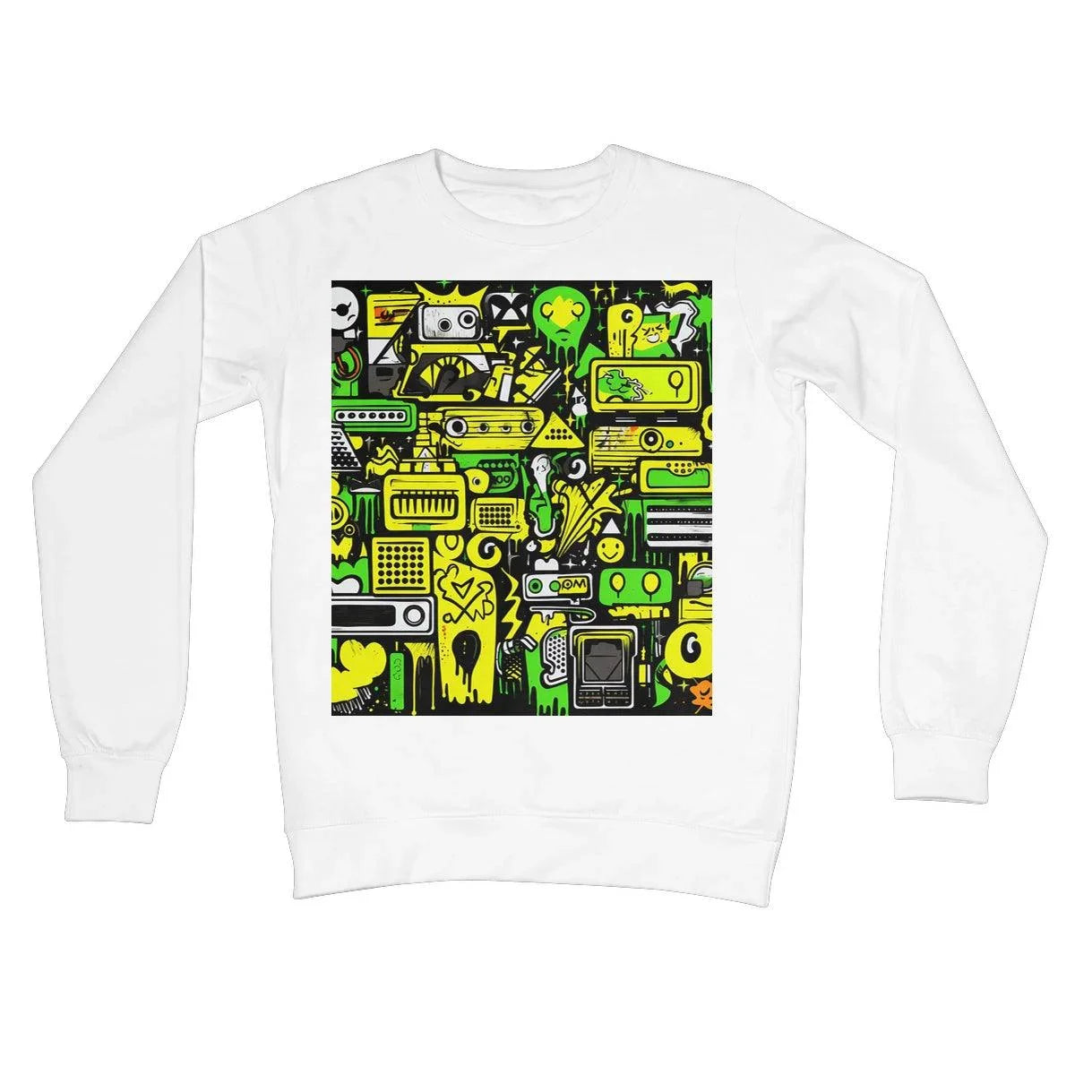Graffiti Green and Yellow Abstract: A Dive into Vibrant Urban Art Crew Neck Sweatshirt by Prodigi