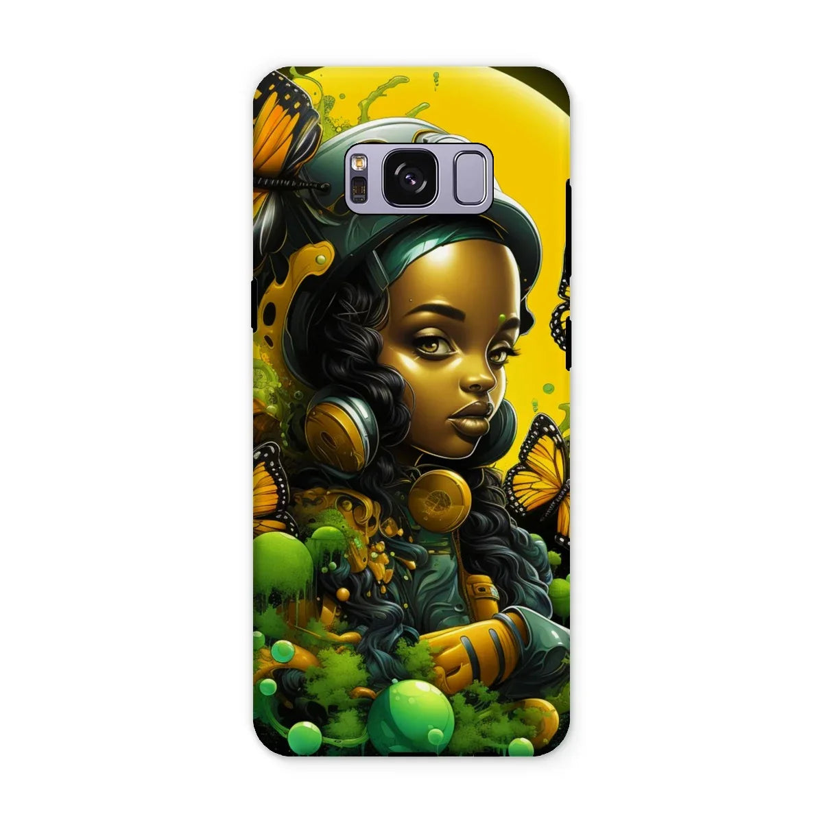 Monarch Butterfly Urban Fantasy Art Print - Afrofuturistic Girl with Butterflies Tough Phone Case - D'Sare
