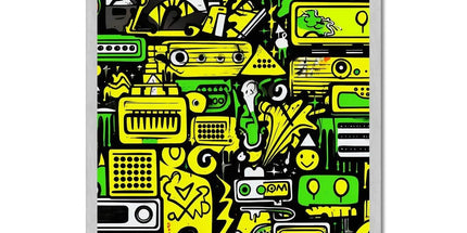 Graffiti Green and Yellow Abstract: A Dive into Vibrant Urban Art Antique Framed Print by Prodigi