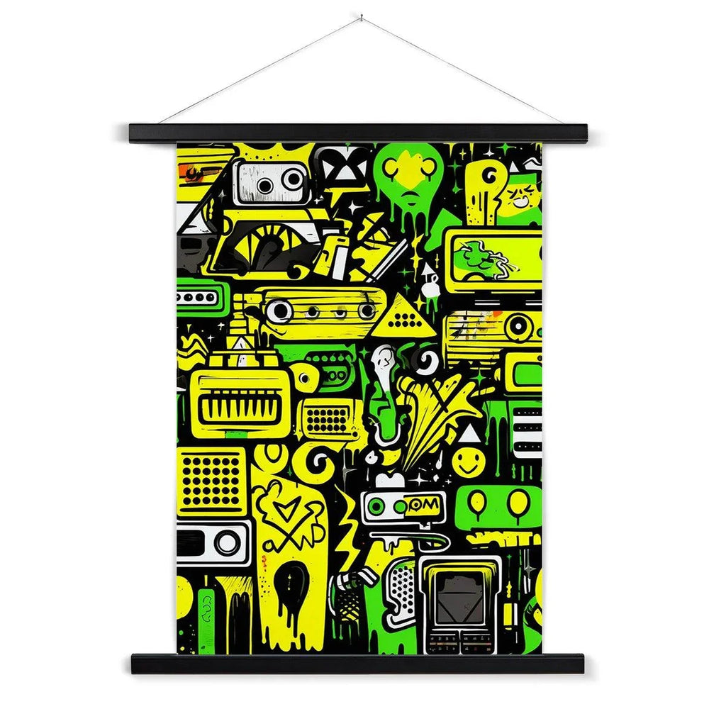 Graffiti Green and Yellow Abstract: A Dive into Vibrant Urban Art Fine Art Print with Hanger - D'Sare 