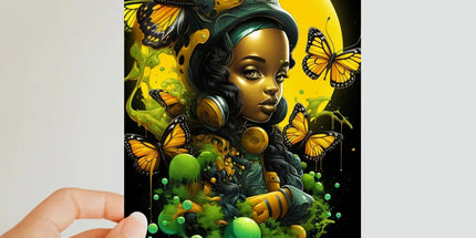 Afrofuturistic Girl with Butterflies Classic Postcard by Prodigi