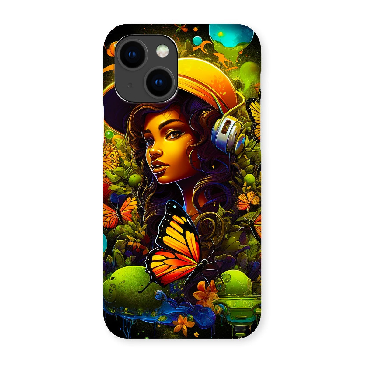 Urban Girl Neon Butterfly Headphone Pop Snap Phone Case