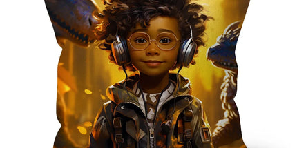 Little Boy Dino Dream Earphone: MelanatedMe Adventures by D'Sare Cushion - D'Sare