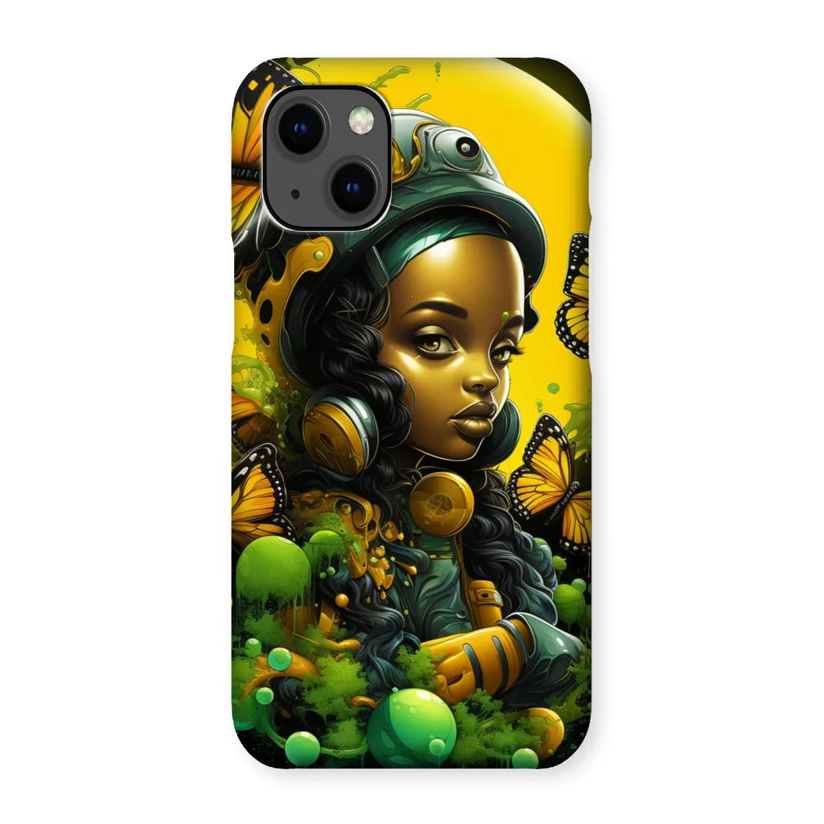 Monarch Butterfly Urban Fantasy Art Print - Afrofuturistic Girl with Butterflies Snap Phone Case - D'Sare