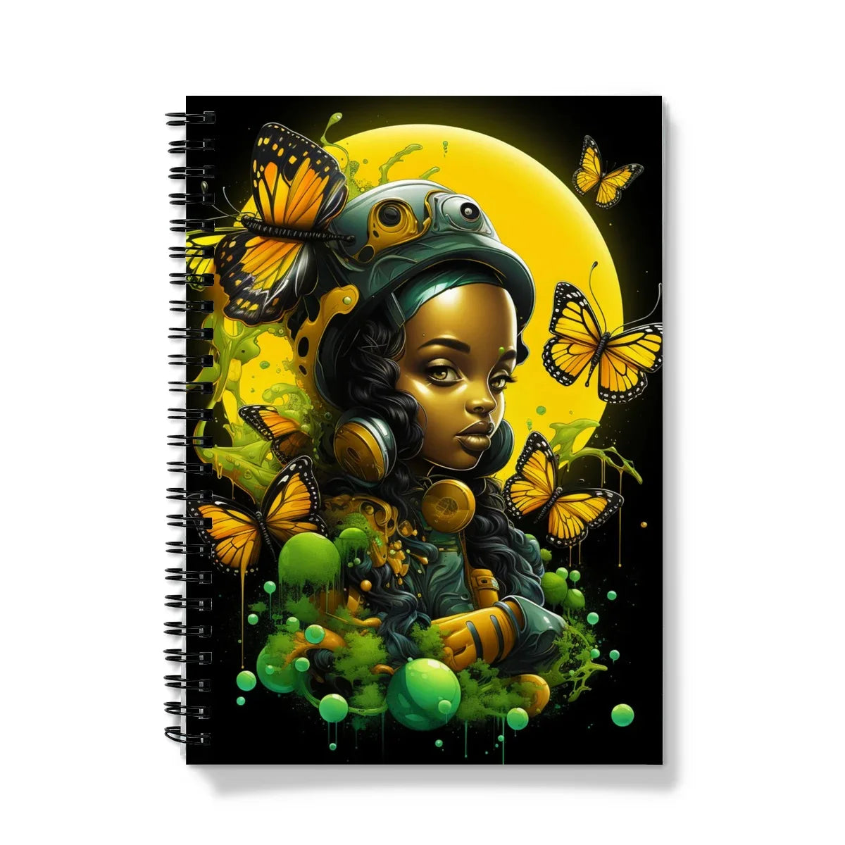 Monarch Butterfly Urban Fantasy Art Print - Afrofuturistic Girl with Butterflies Notebook - D'Sare