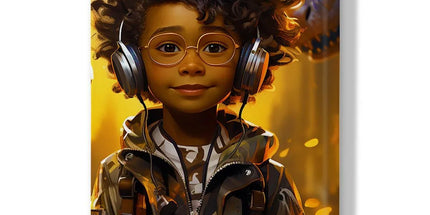 Little Boy Dino Dream Earphone: MelanatedMe Adventures by D'Sare Hardback Journal by Prodigi
