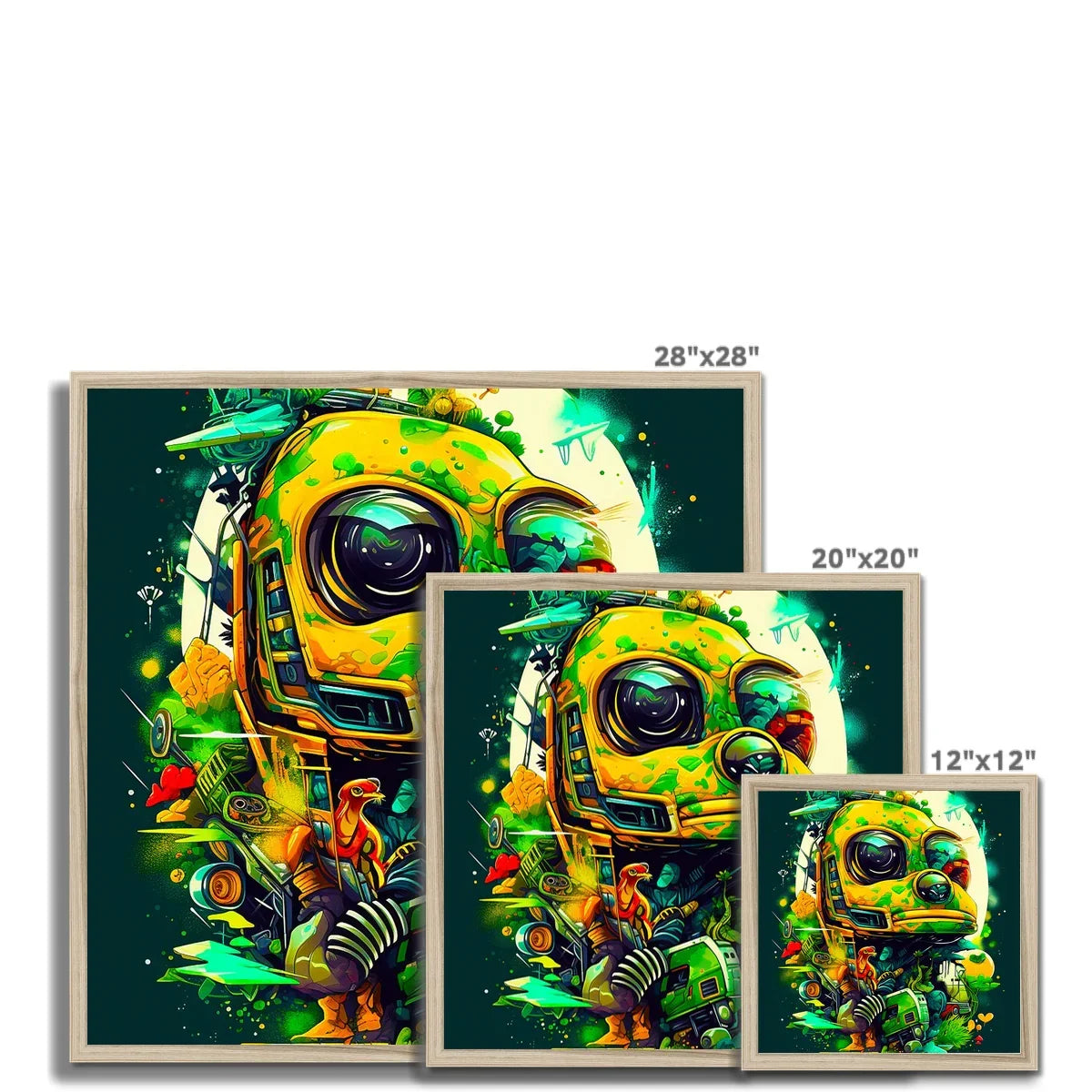 Mechanical Muse: Vibrant Graffiti Odyssey in Surreal Auto Wonderland Framed Print - D'Sare