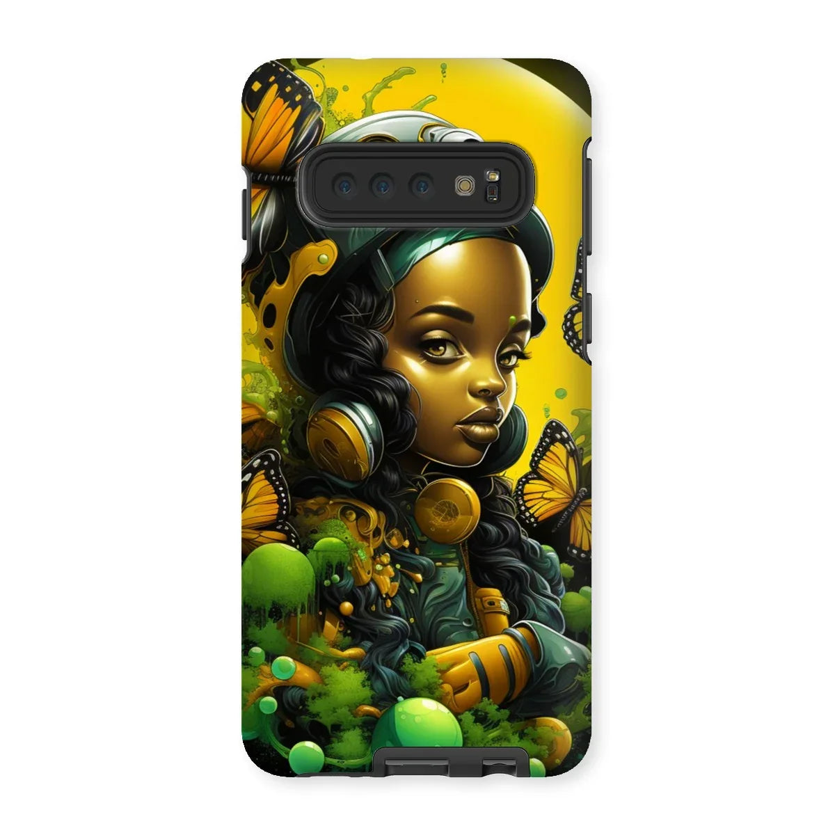 Monarch Butterfly Urban Fantasy Art Print - Afrofuturistic Girl with Butterflies Tough Phone Case - D'Sare