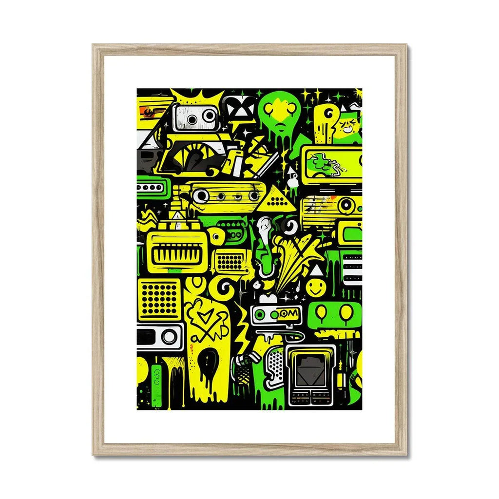 Graffiti Green and Yellow Abstract: A Dive into Vibrant Urban Art Framed & Mounted Print - D'Sare 