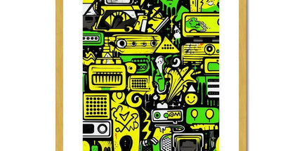 Graffiti Green and Yellow Abstract: A Dive into Vibrant Urban Art Antique Framed & Mounted Print by Prodigi