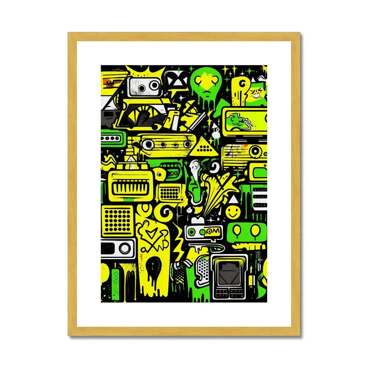 Graffiti Green and Yellow Abstract: A Dive into Vibrant Urban Art Antique Framed & Mounted Print - D'Sare 
