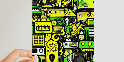 Graffiti Green and Yellow Abstract: A Dive into Vibrant Urban Art Classic Postcard by Prodigi