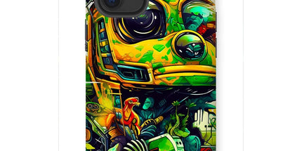Mechanical Muse: Vibrant Graffiti Odyssey in Surreal Auto Wonderland Tough Phone Case by D'Sare