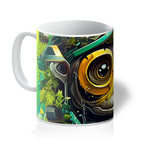 Nature's Resilience: Surreal Auto-Forest Artwork - Whimsical Raccoon and Greenery Infused Car  Mug - D'Sare