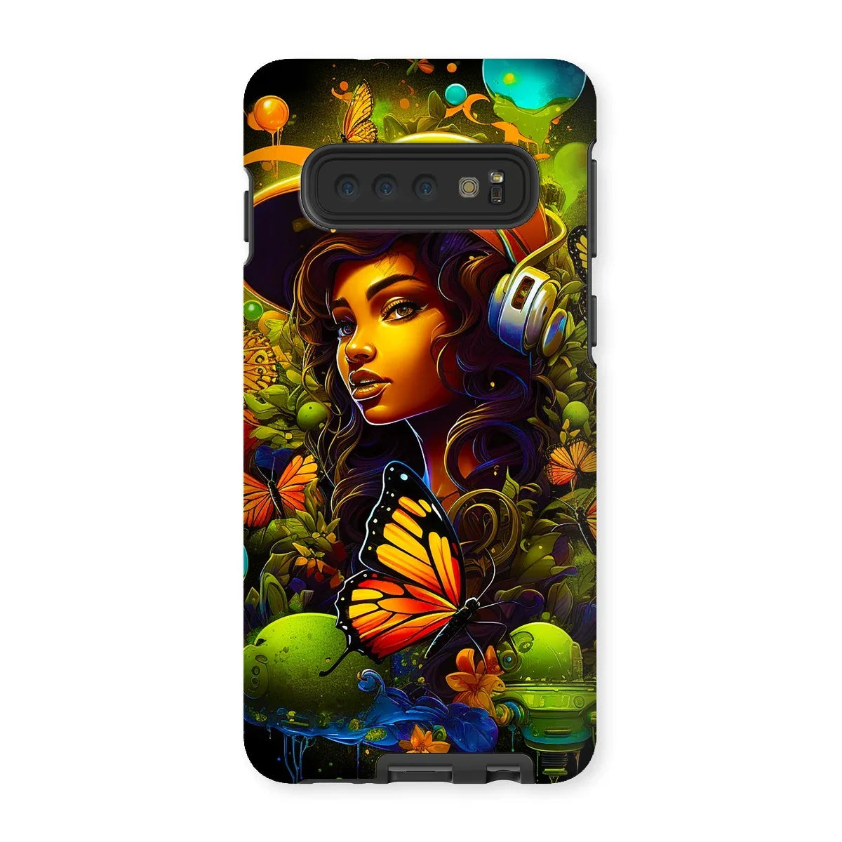 Urban Girl Neon Butterfly Headphone Pop Tough Phone Case - D'Sare