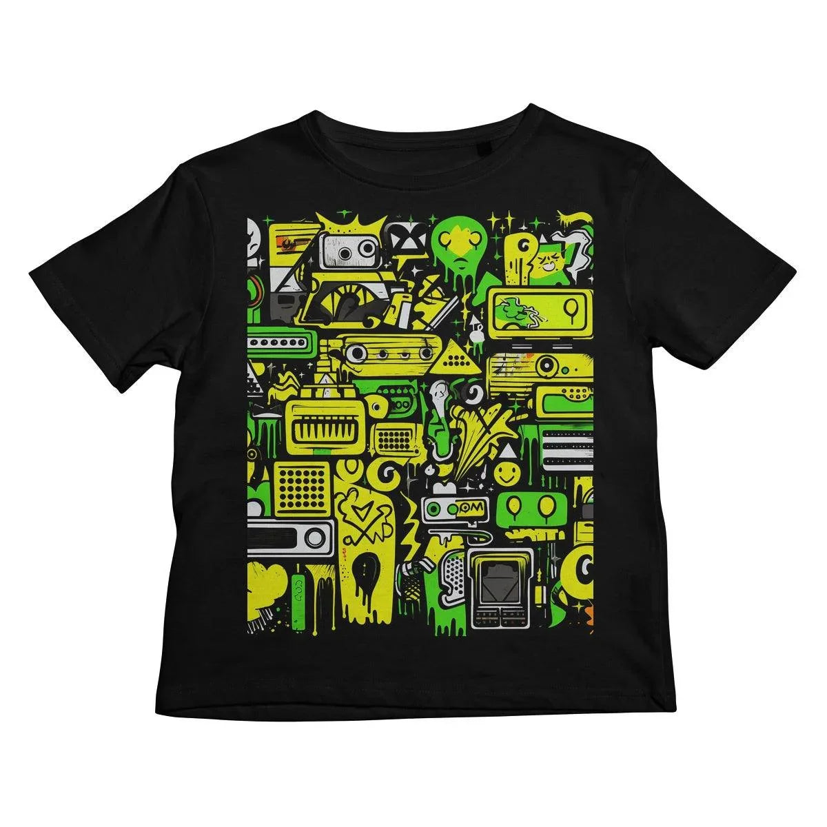 Graffiti Green and Yellow Abstract: A Dive into Vibrant Urban Art Kids T-Shirt - D'Sare 