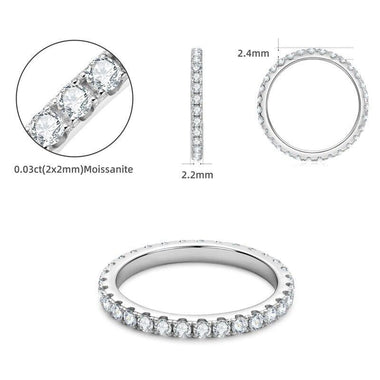 2mm D Color Moissanite Original Eternity Wedding Band 925 Sterling Silver Ring - D'Sare
