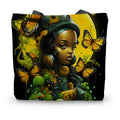 Afrofuturistic Girl with Butterflies Canvas Tote Bag by Prodigi