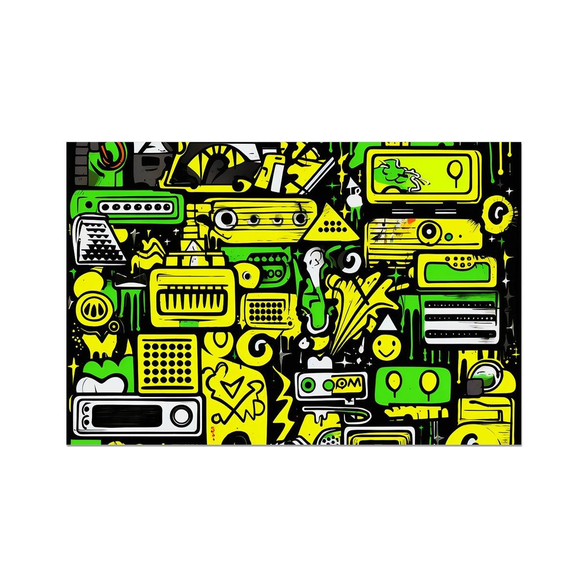 Graffiti Green and Yellow Abstract: A Dive into Vibrant Urban Art Rolled Eco Canvas - D'Sare 
