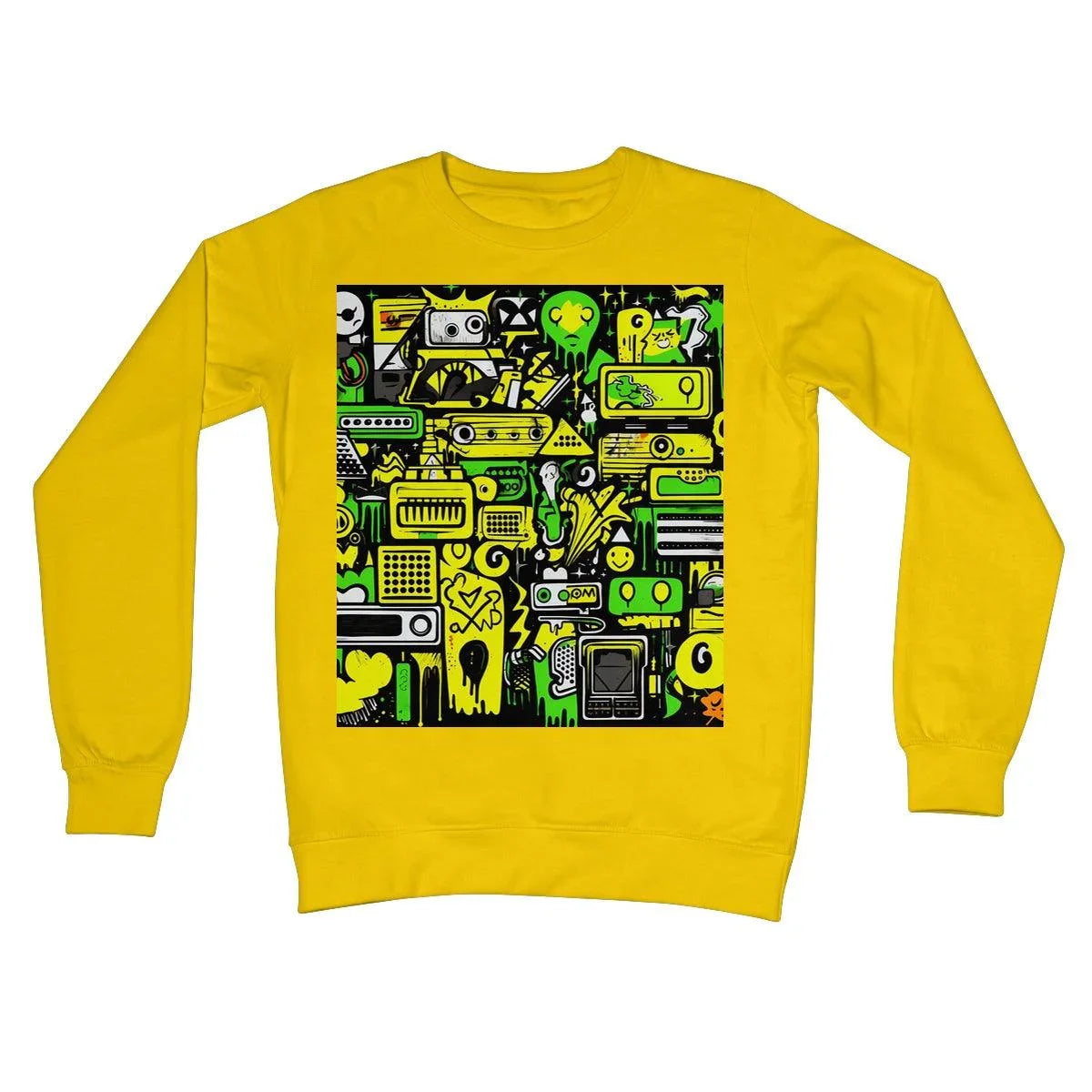 Graffiti Green and Yellow Abstract: A Dive into Vibrant Urban Art Crew Neck Sweatshirt by Prodigi