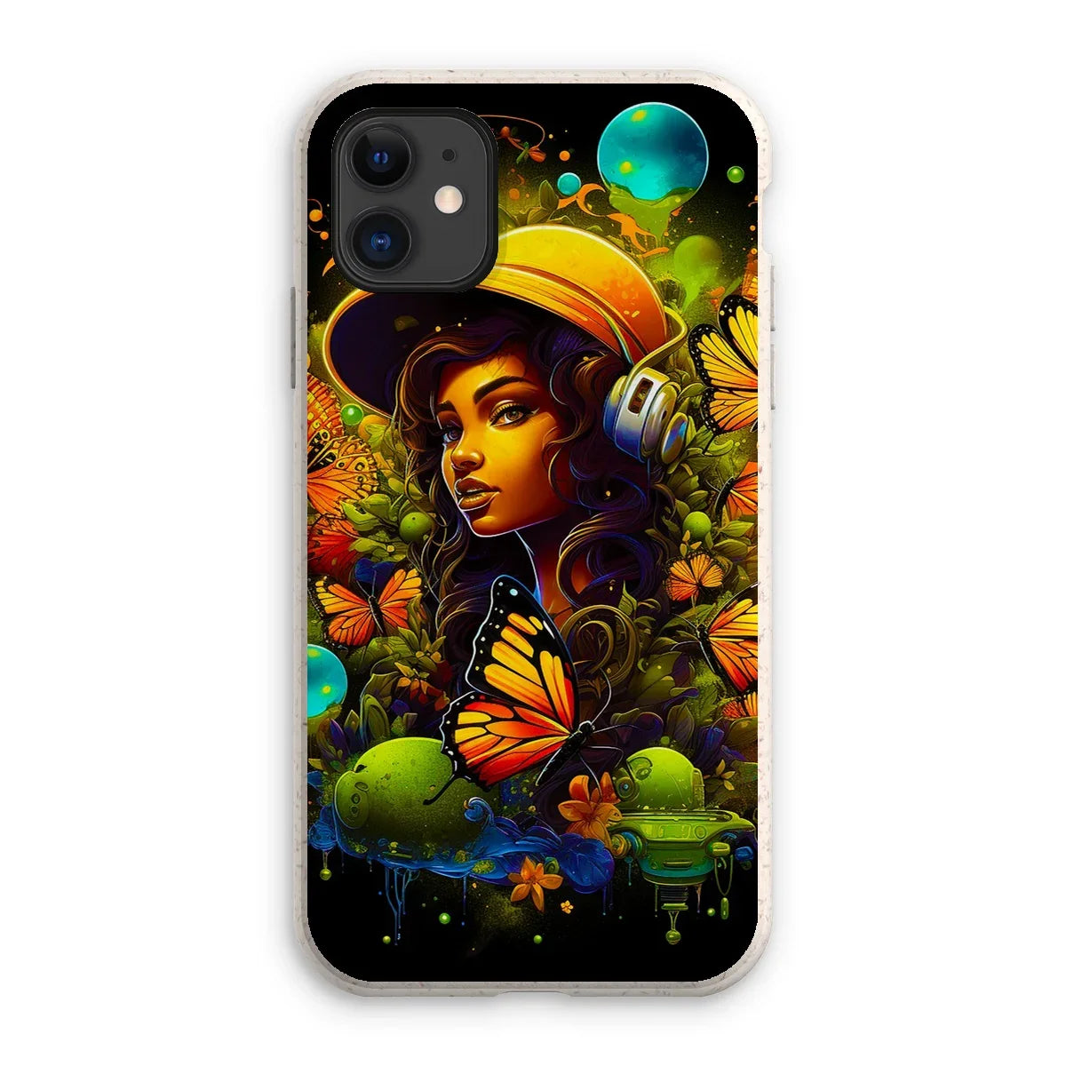 Urban Girl Neon Butterfly Headphone Pop Eco Phone Case - D'Sare
