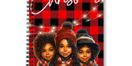 Red and Black Plaid Black Girl Ethnic Notebook by Prodigi
