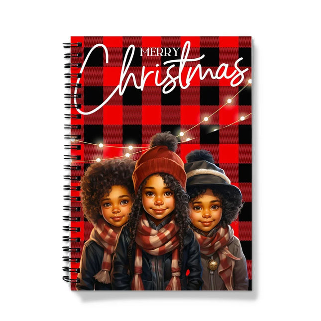 Red and Black Plaid Black Girl Ethnic Notebook by Prodigi