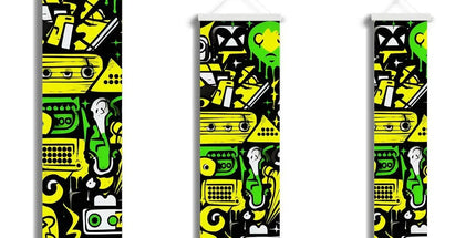 Graffiti Green and Yellow Abstract: A Dive into Vibrant Urban Art Wall Height Chart by Prodigi