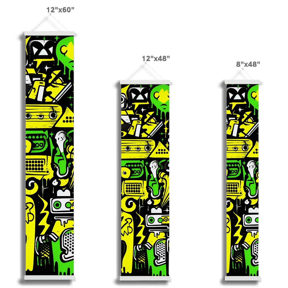 Graffiti Green and Yellow Abstract: A Dive into Vibrant Urban Art Wall Height Chart - D'Sare 