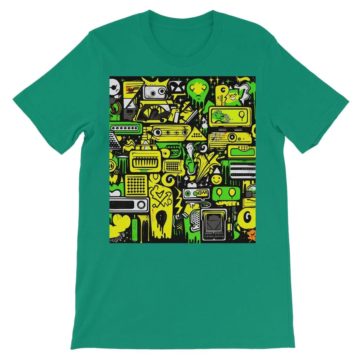 Graffiti Green and Yellow Abstract: A Dive into Vibrant Urban Art Unisex Short Sleeve T-Shirt - D'Sare 