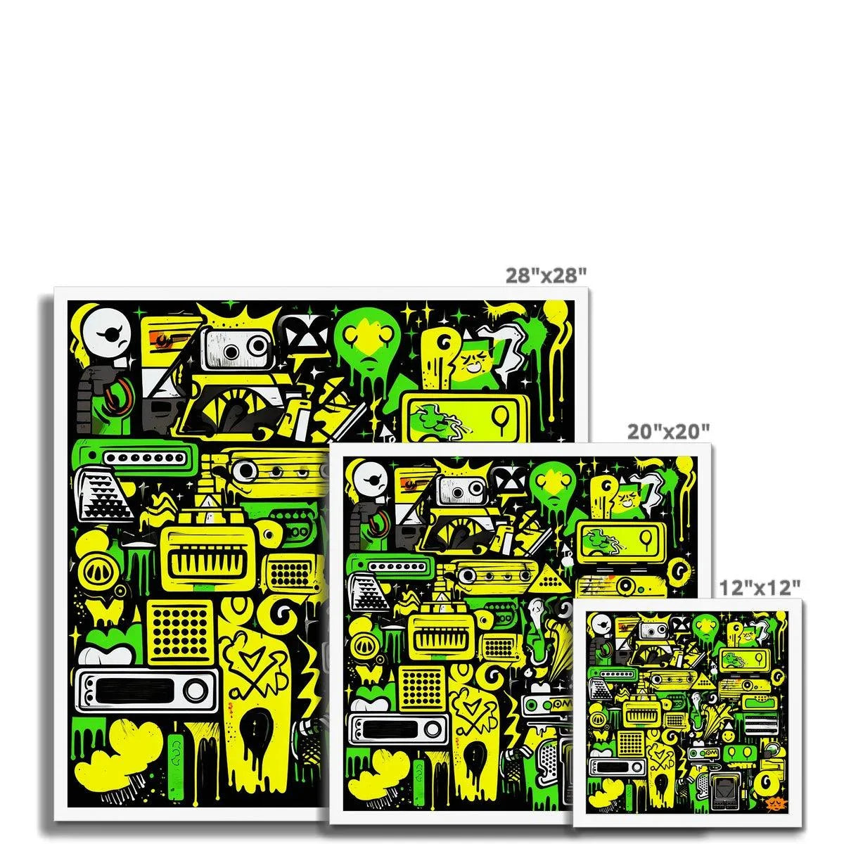 Graffiti Green and Yellow Abstract: A Dive into Vibrant Urban Art Framed Print - D'Sare 